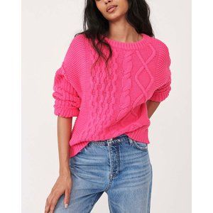 Free People Dream Cable Crew / Hibiscus Highlight